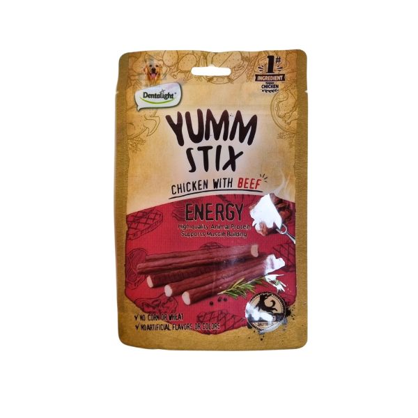 خرید تشویقی مدادی سگ دنتالایت Yumm stix مرغ و گوشت 50 گرمی